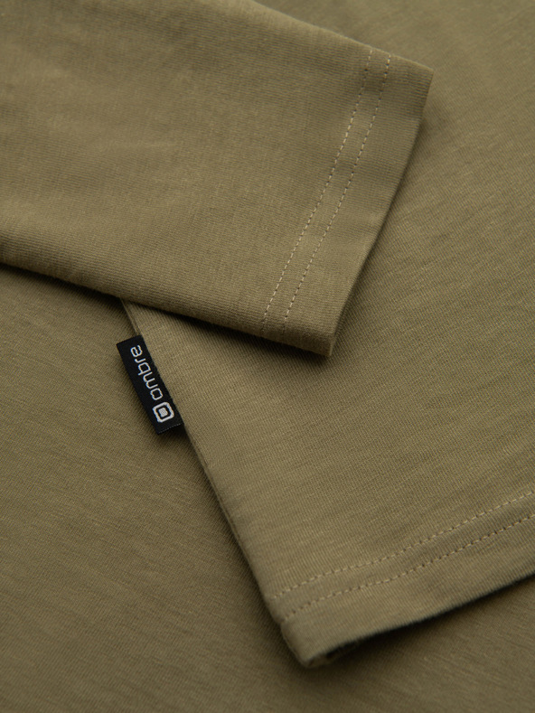 Ombre Clothing Мъжка тениска с градски принт и дълъг ръкав - маслинена V1 OM-LSPT-0131 Ombre Clothing