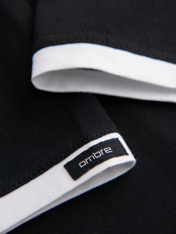 Ombre Clothing Мъжка памучна тениска с качулка - черна V9 OM-TSCT-0256 Ombre Clothing
