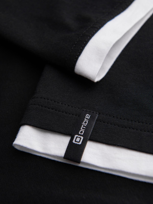 Ombre Clothing Мъжка памучна тениска с качулка - черна V9 OM-TSCT-0256 Ombre Clothing