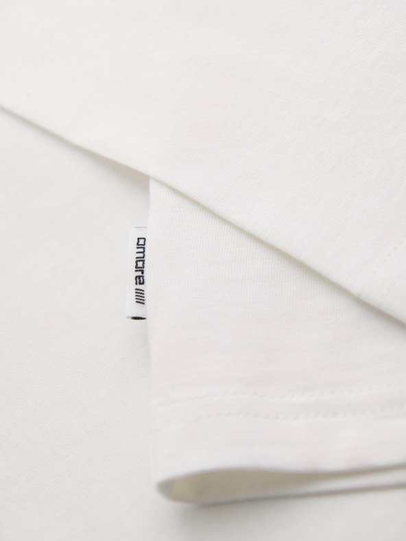 Ombre Clothing Мъжка памучна тениска с дълъг ръкав и кръгло деколте - бяла V3 OM-LSPT-0136 Ombre Clothing