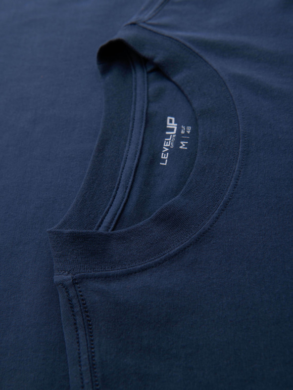 Ombre Clothing Мъжка памучна тениска LOOSE FIT с кръгло деколте - тъмно синя V9 OM-TSBC-0267 Ombre Clothing