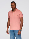 Ombre Clothing Класическа памучна плетена поло риза - розова V4 OM-POWS-0142 Ombre Clothing