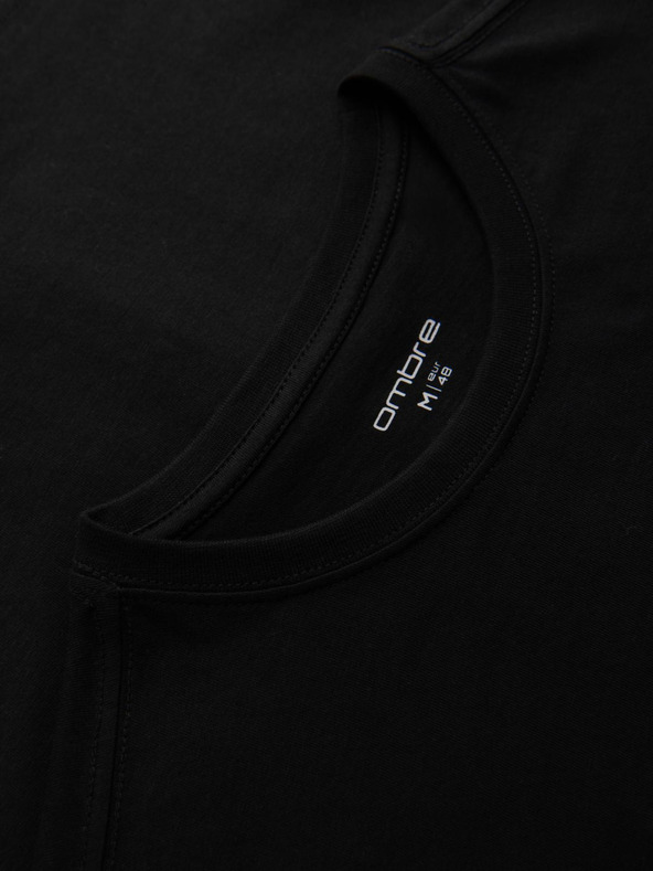 Ombre Clothing Мъжка тениска с бродерия на гърдите - черна V1 OM-TSPT-0248 Ombre Clothing