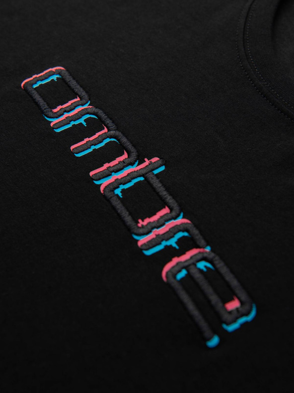 Ombre Clothing Мъжка тениска с бродерия на гърдите - черна V1 OM-TSPT-0248 Ombre Clothing