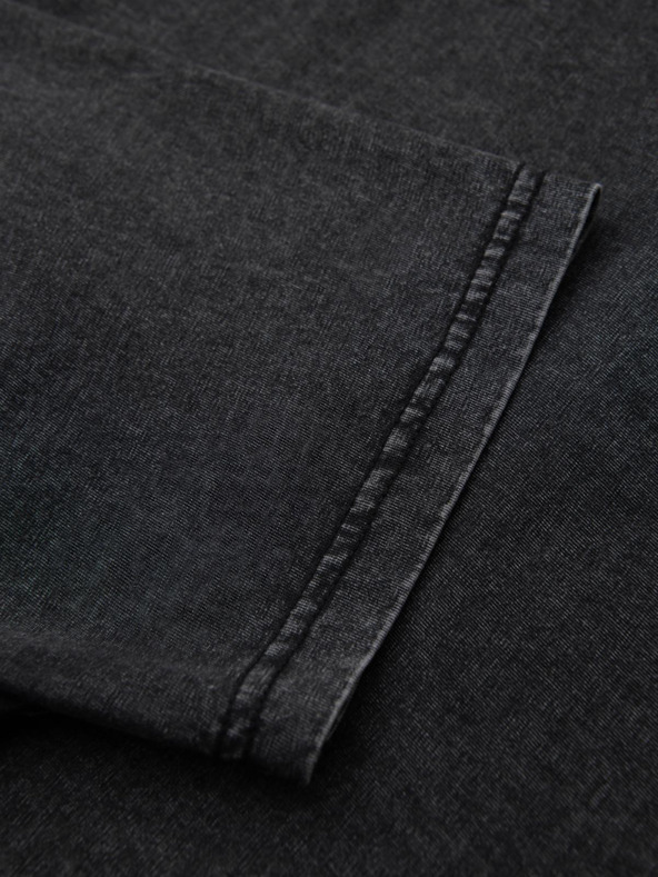 Ombre Clothing Мъжка тениска с ефект на изпиране и бутонки при деколтето - черна V1 OM-TSWT-0150 Ombre Clothing