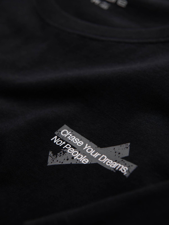 Ombre Clothing Мъжка тениска с малък принт на гръдта - черна V2 OM-TSPT-0258 Ombre Clothing