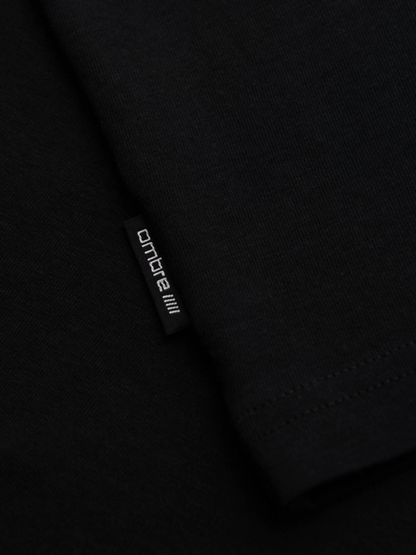Ombre Clothing Мъжка тениска с малък принт на гръдта - черна V2 OM-TSPT-0258 Ombre Clothing
