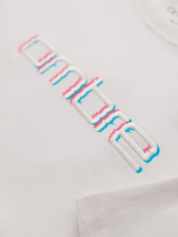 Ombre Clothing Мъжка тениска с бродерия на гърди - бяла V2 OM-TSPT-0248 Ombre Clothing
