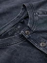 Ombre Clothing Мъжка тениска с ефект на пране и бутони при деколтето - тъмно синя V2 OM-TSWT-0150 Ombre Clothing