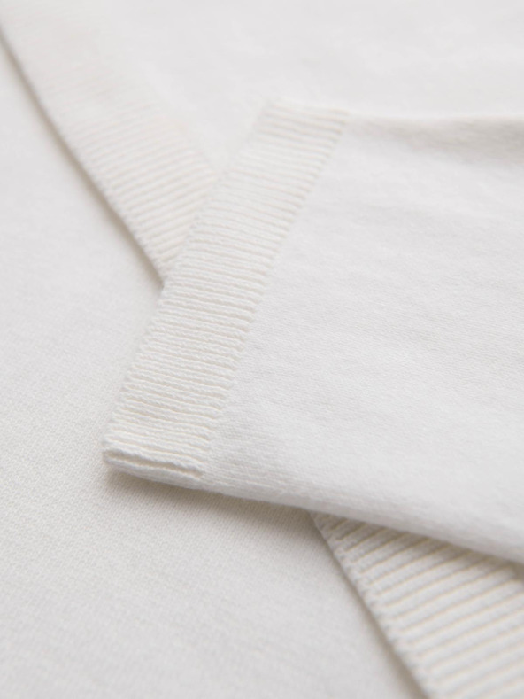 Ombre Clothing Мъжки поло пуловер с бродерия на гърди - бял V2 OM-POLS-0140 Ombre Clothing