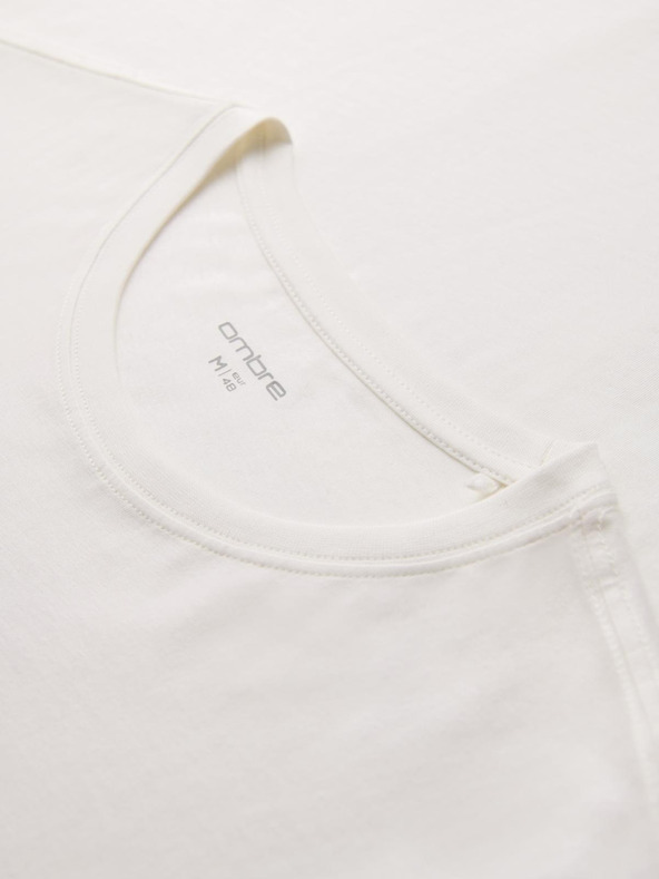 Ombre Clothing Мъжка памучна тениска с графичен печат - бяла V1 OM-TSPT-0246 Ombre Clothing