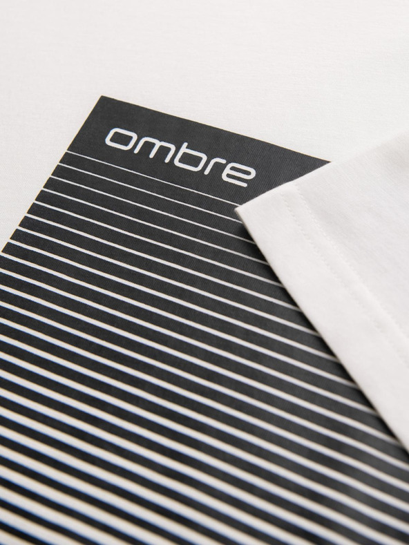 Ombre Clothing Мъжка памучна тениска с графичен печат - бяла V1 OM-TSPT-0246 Ombre Clothing