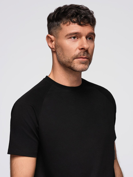 Ombre Clothing Мъжка тениска COMFORT FIT с реглан ръкави - черна V2 OM-TSCT-0240 Ombre Clothing