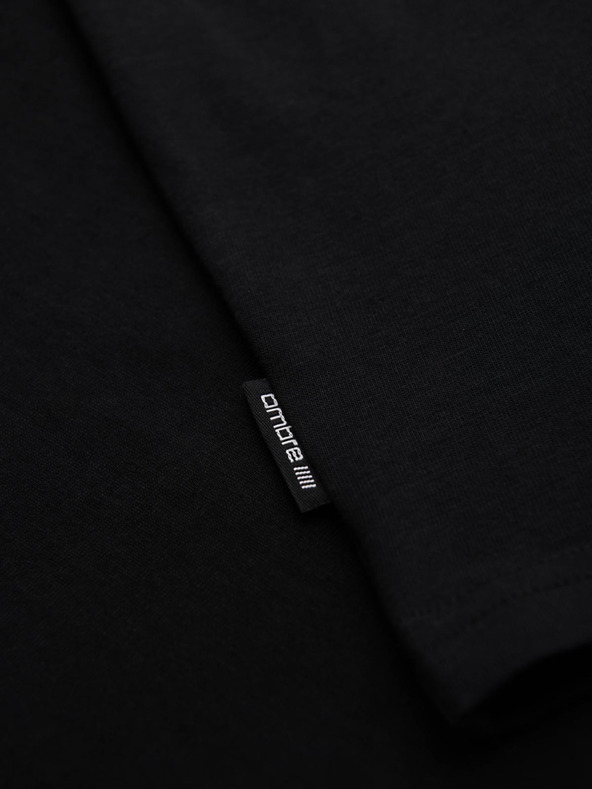 Ombre Clothing Мъжка памучна тениска с геометричен печат - черна V1 OM-TSPT-0260 Ombre Clothing