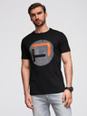 Ombre Clothing Мъжка тениска с голям печат - черна V2 OM-TSPT-0245 Ombre Clothing