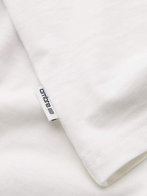 Ombre Clothing Мъжка памучна тениска с геометричен печат - бяла V2 OM-TSPT-0260 Ombre Clothing