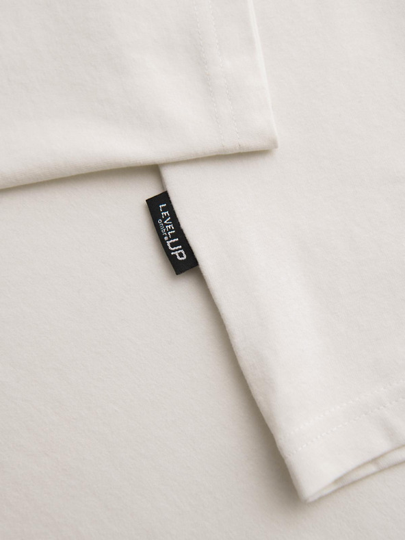 Ombre Clothing Мъжка памучна тениска LOOSE FIT с кръгло деколте - екрю V2 OM-TSBC-0267 Ombre Clothing