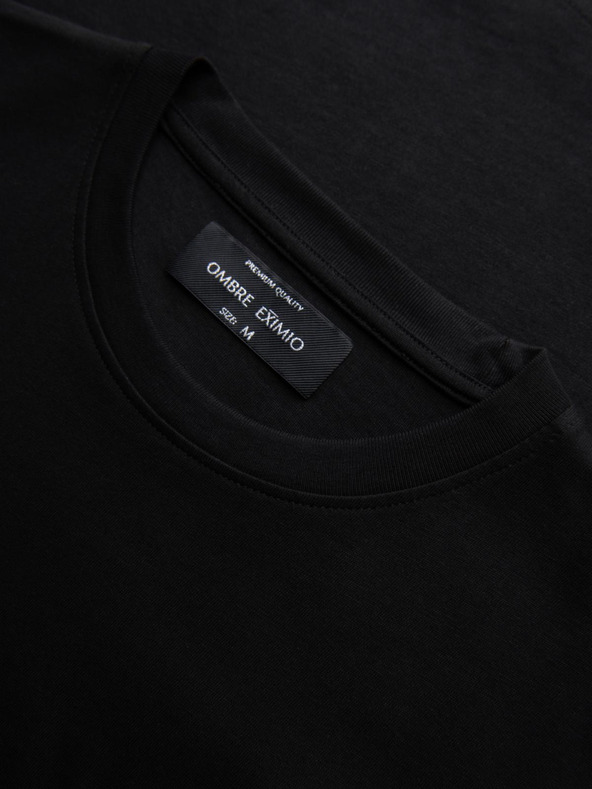 Ombre Clothing Мъжка памучна тениска с приложение от бижута на гърди - черна V1 OM-TSCT-0290 Ombre Clothing