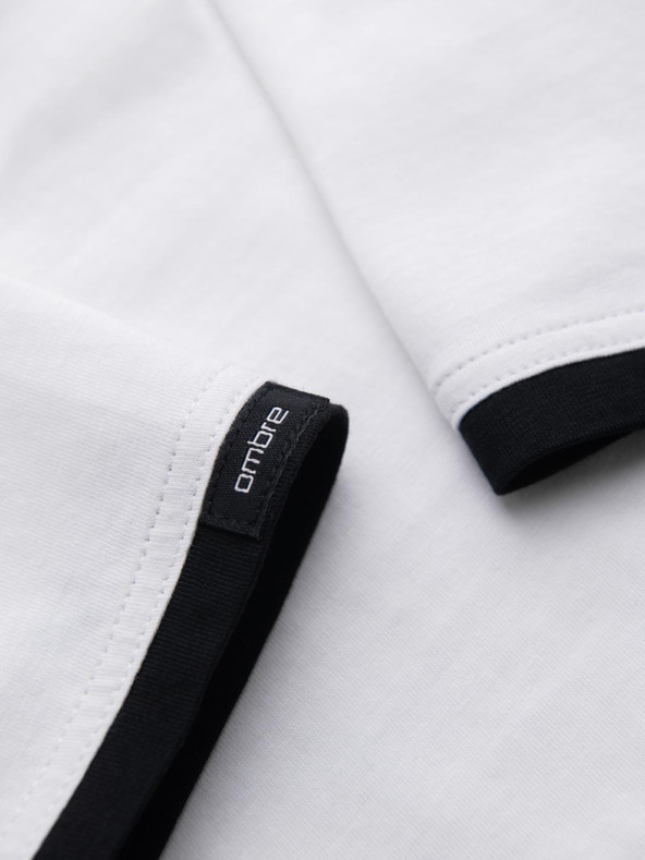 Ombre Clothing Мъжка памучна тениска с качулка - бяла V1 OM-TSCT-0256 Ombre Clothing