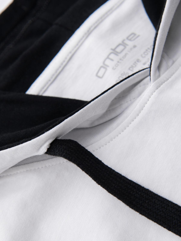 Ombre Clothing Мъжка памучна тениска с качулка - бяла V1 OM-TSCT-0256 Ombre Clothing
