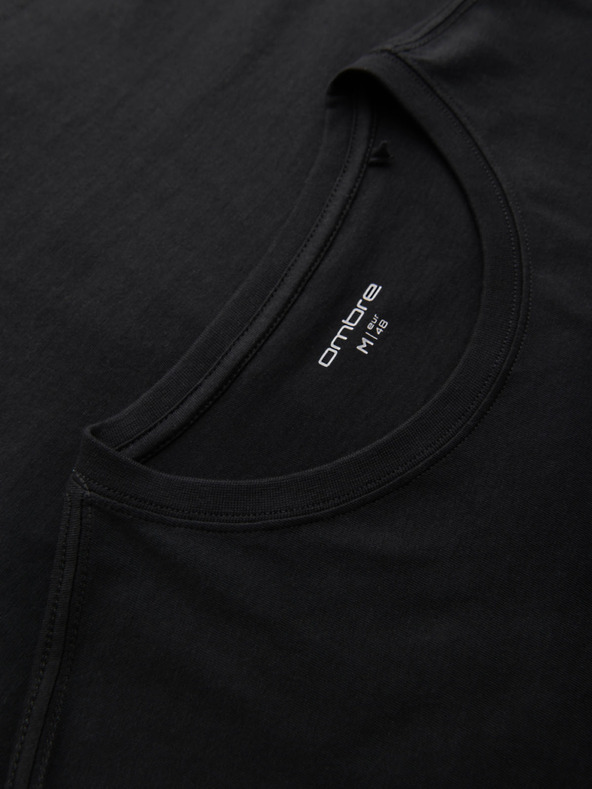 Ombre Clothing Мъжка памучна тениска с интересен печат на гърди - черна V1 OM-TSPT-0261 Ombre Clothing