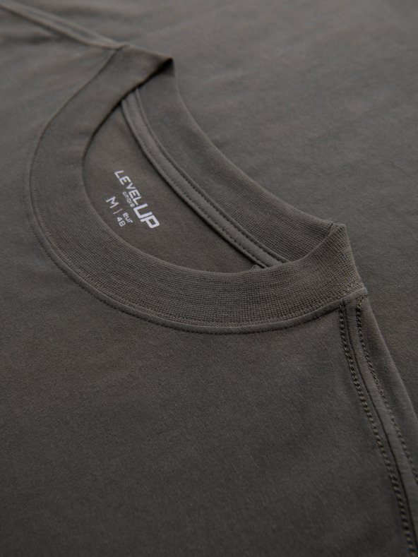 Ombre Clothing Мъжка памучна тениска LOOSE FIT с кръгло деколте - сиво-зелена V3 OM-TSBC-0267 Ombre Clothing