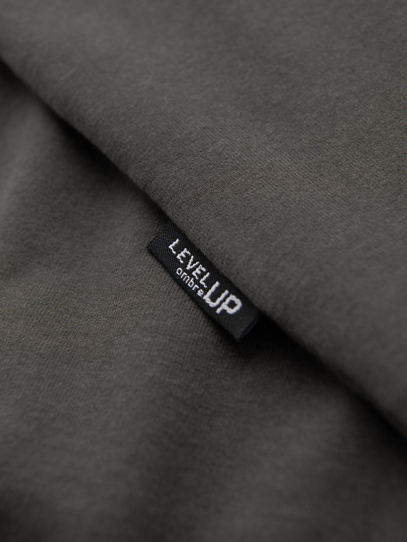 Ombre Clothing Мъжка памучна тениска LOOSE FIT с кръгло деколте - сиво-зелена V3 OM-TSBC-0267 Ombre Clothing