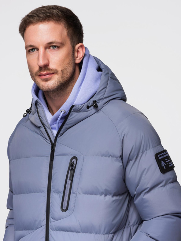 Ombre Clothing Мъжко затоплено стегнато яке с реглан ръкави - faded purple V6 OM-JAHP-0302 Ombre Clothing