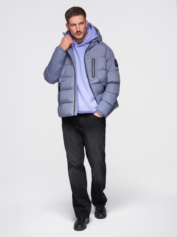 Ombre Clothing Мъжко затоплено стегнато яке с реглан ръкави - faded purple V6 OM-JAHP-0302 Ombre Clothing