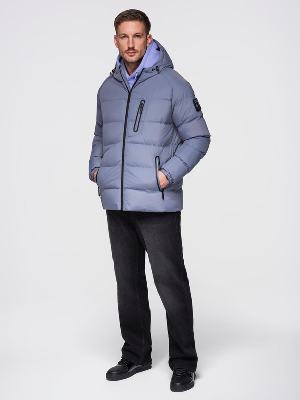 Ombre Clothing Мъжко затоплено стегнато яке с реглан ръкави - faded purple V6 OM-JAHP-0302 Ombre Clothing