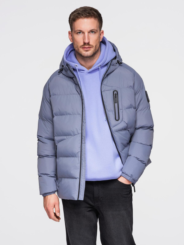 Ombre Clothing Мъжко затоплено стегнато яке с реглан ръкави - faded purple V6 OM-JAHP-0302 Ombre Clothing