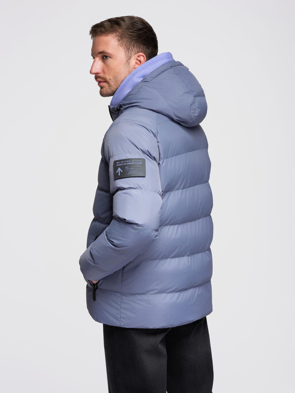 Ombre Clothing Мъжко затоплено стегнато яке с реглан ръкави - faded purple V6 OM-JAHP-0302 Ombre Clothing
