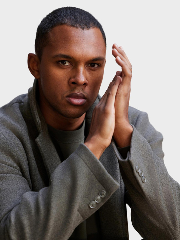 Ombre Clothing Мъжко лекo едноредно палто - графитно хаки V6 OM-COWC-0104 Ombre Clothing