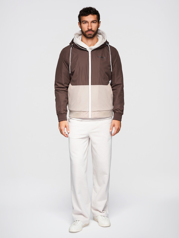 Ombre Clothing Мъжко лека яке regular fit с подплата и качулка - кафяво-бежово V1 OM-JANP-0242 Ombre Clothing