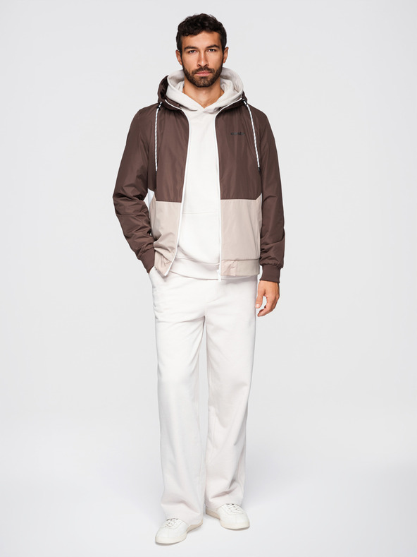 Ombre Clothing Мъжко лека яке regular fit с подплата и качулка - кафяво-бежово V1 OM-JANP-0242 Ombre Clothing