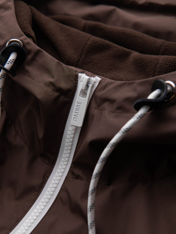 Ombre Clothing Мъжко лека яке regular fit с подплата и качулка - кафяво-бежово V1 OM-JANP-0242 Ombre Clothing