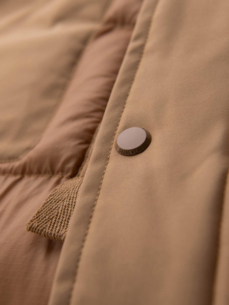 Ombre Clothing Мъжко дълго стегнато яке с големи джобове - бежово V2 OM-JALJ-0308 Ombre Clothing