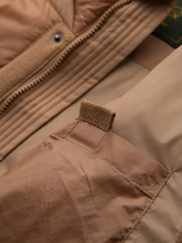 Ombre Clothing Мъжко дълго стегнато яке с големи джобове - бежово V2 OM-JALJ-0308 Ombre Clothing