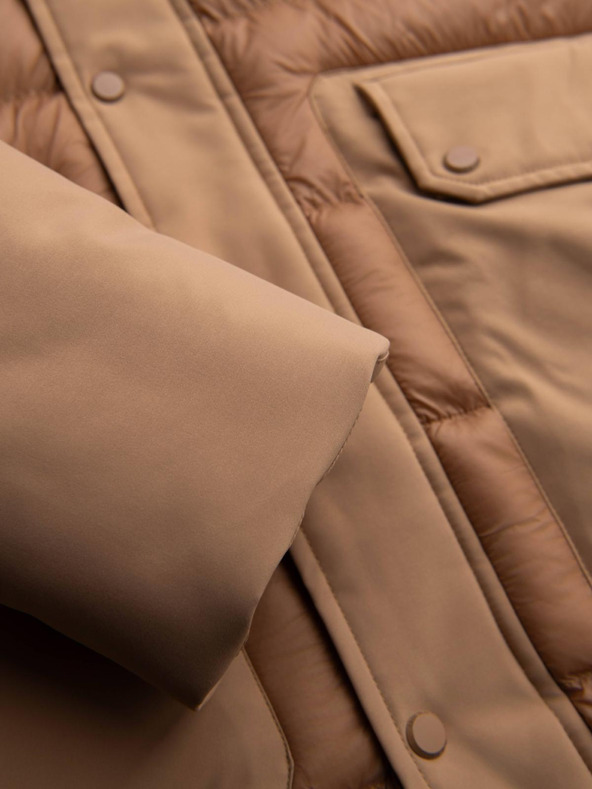 Ombre Clothing Мъжко дълго стегнато яке с големи джобове - бежово V2 OM-JALJ-0308 Ombre Clothing