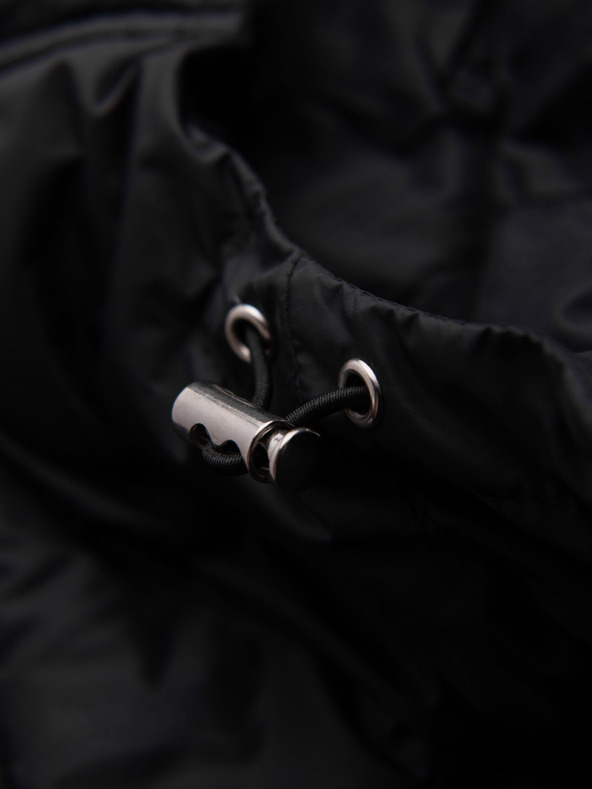 Ombre Clothing Мъжко дълго стегнато яке с естествено пълнене - черно V1 OM-JALJ-0212 Ombre Clothing