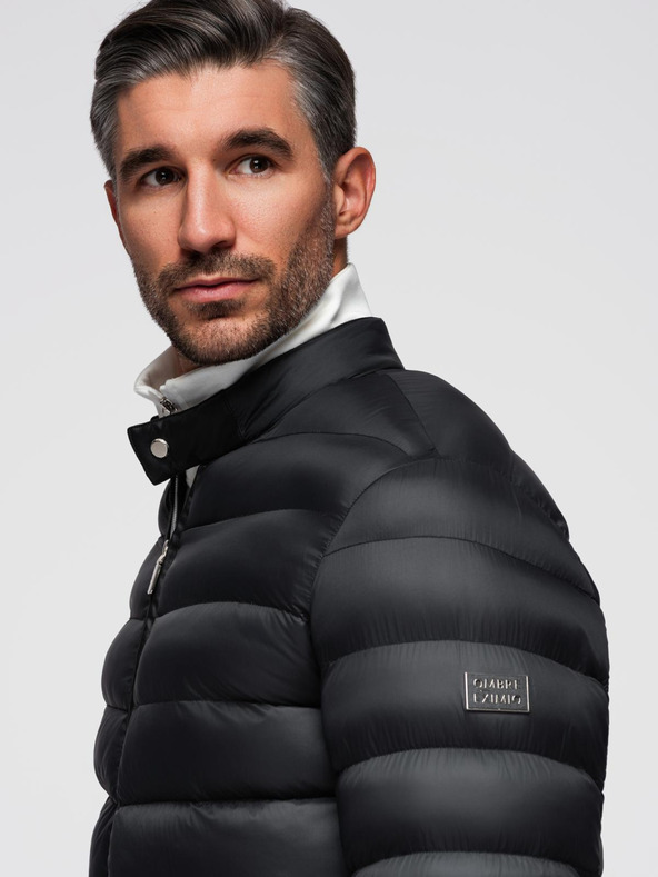 Ombre Clothing Мъжко стегнато класическо яке със стойка - черно V1 OM-JALP-0261 Ombre Clothing