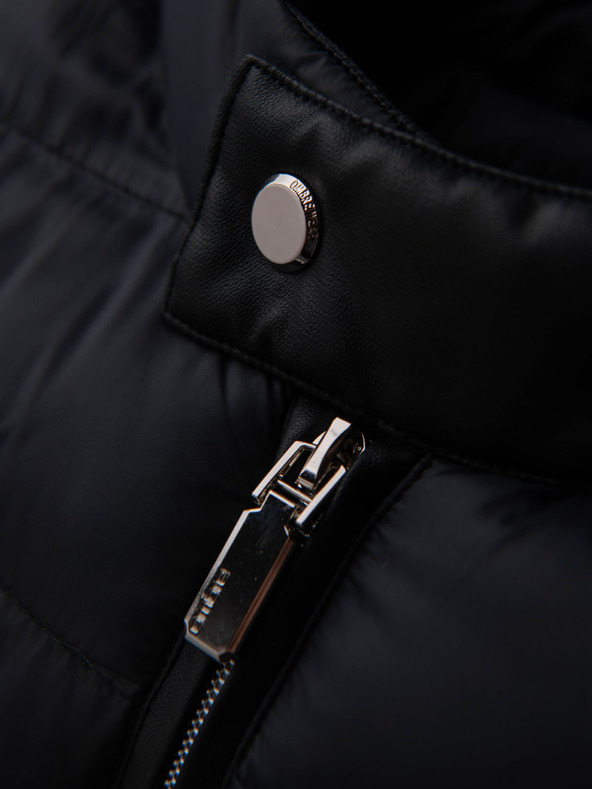 Ombre Clothing Мъжко стегнато класическо яке със стойка - черно V1 OM-JALP-0261 Ombre Clothing