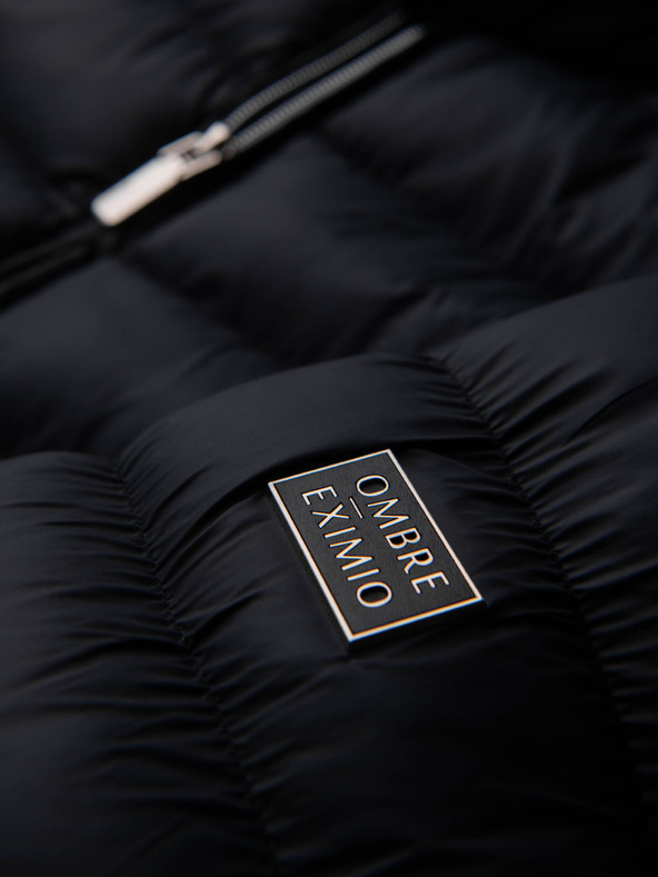 Ombre Clothing Мъжко стегнато класическо яке със стойка - черно V1 OM-JALP-0261 Ombre Clothing