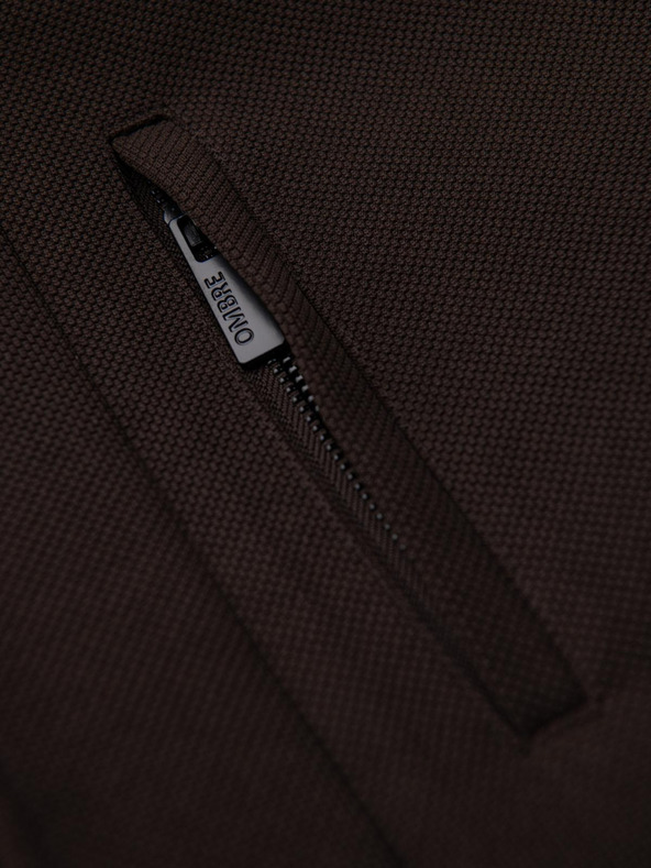 Ombre Clothing Мъжко структурирано палто с висок вратовръзник - тъмно кафяво V5 OM-COWC-0136 Ombre Clothing