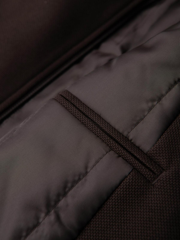 Ombre Clothing Мъжко структурирано палто с висок вратовръзник - тъмно кафяво V5 OM-COWC-0136 Ombre Clothing