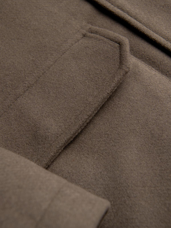 Ombre Clothing Мъжко вълнено палто парка с качулка - хаки V2 OM-COWC-0132 Ombre Clothing