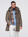 Ombre Clothing Мъжко вълнено палто парка с качулка - хаки V2 OM-COWC-0132 Ombre Clothing