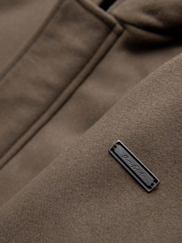 Ombre Clothing Мъжко вълнено палто парка с качулка - хаки V2 OM-COWC-0132 Ombre Clothing