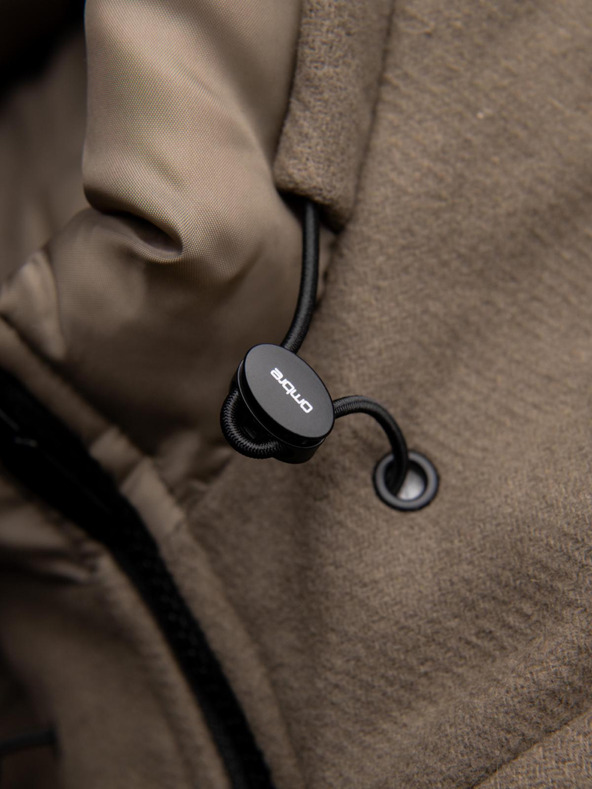 Ombre Clothing Мъжко вълнено палто парка с качулка - хаки V2 OM-COWC-0132 Ombre Clothing