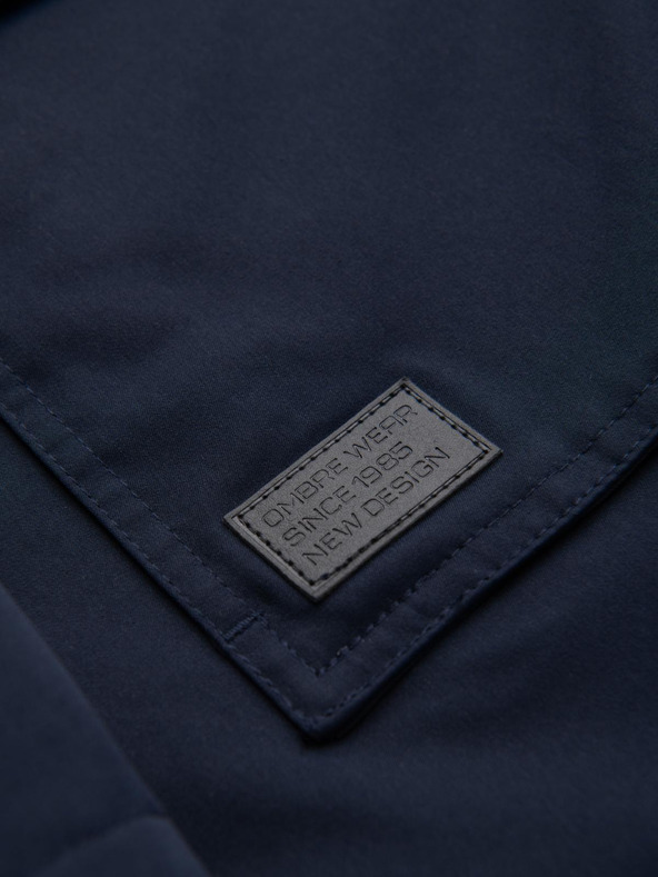 Ombre Clothing Мъжко дълго яке парка с овче кожа - тъмносиньо V2 OM-JAPJ-0316 Ombre Clothing